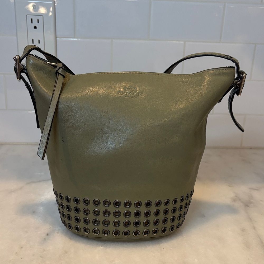 Coach Bag Purse Handbag Leather Bleecker Grommets Mini Duffel Bag Pocketbook - Picture 3 of 17
